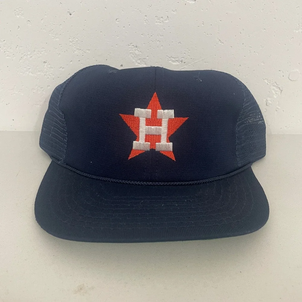 VTG TEI Houston Astros Snapback Hat Cap Star Logo Mesh Trucker MLB Baseball